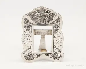 Vintage Antique Silver Floral Etched Photo Picture Frame