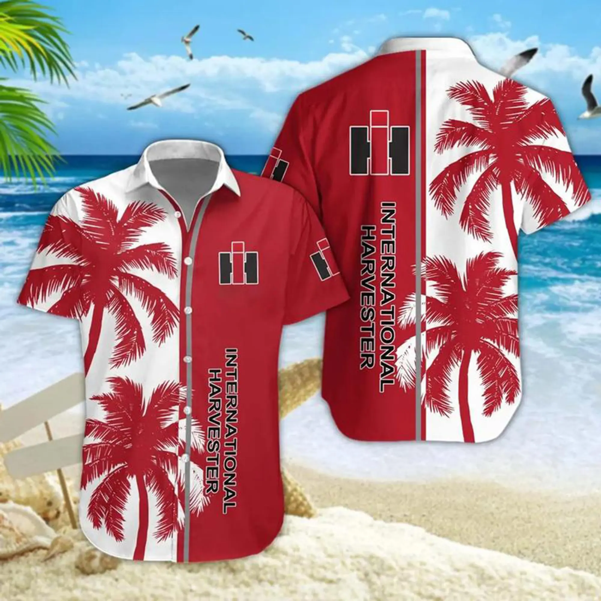 International Harvester Coconut Hawaiian Shirt Style Classic Style 3D Printing Summer Casual Loose Short Sleeve Shirt Street Men Menswear Top