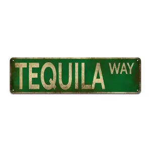 Tequila Road Metal Tin Sign, Novelty Street Sign, Home Decor, Funky Western Decor, Room Decor, Wall Decor, Garden Decoration, Patio Decoration, Yard Sign