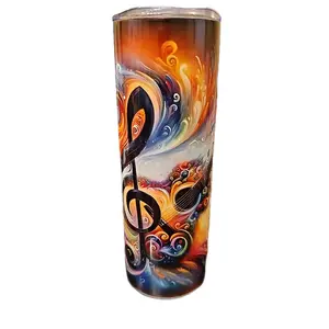 Guitar Music Note 20oz Tumbler - Vibrant Design with Musical Notes and Guitar Motif - Perfect for Music Lovers