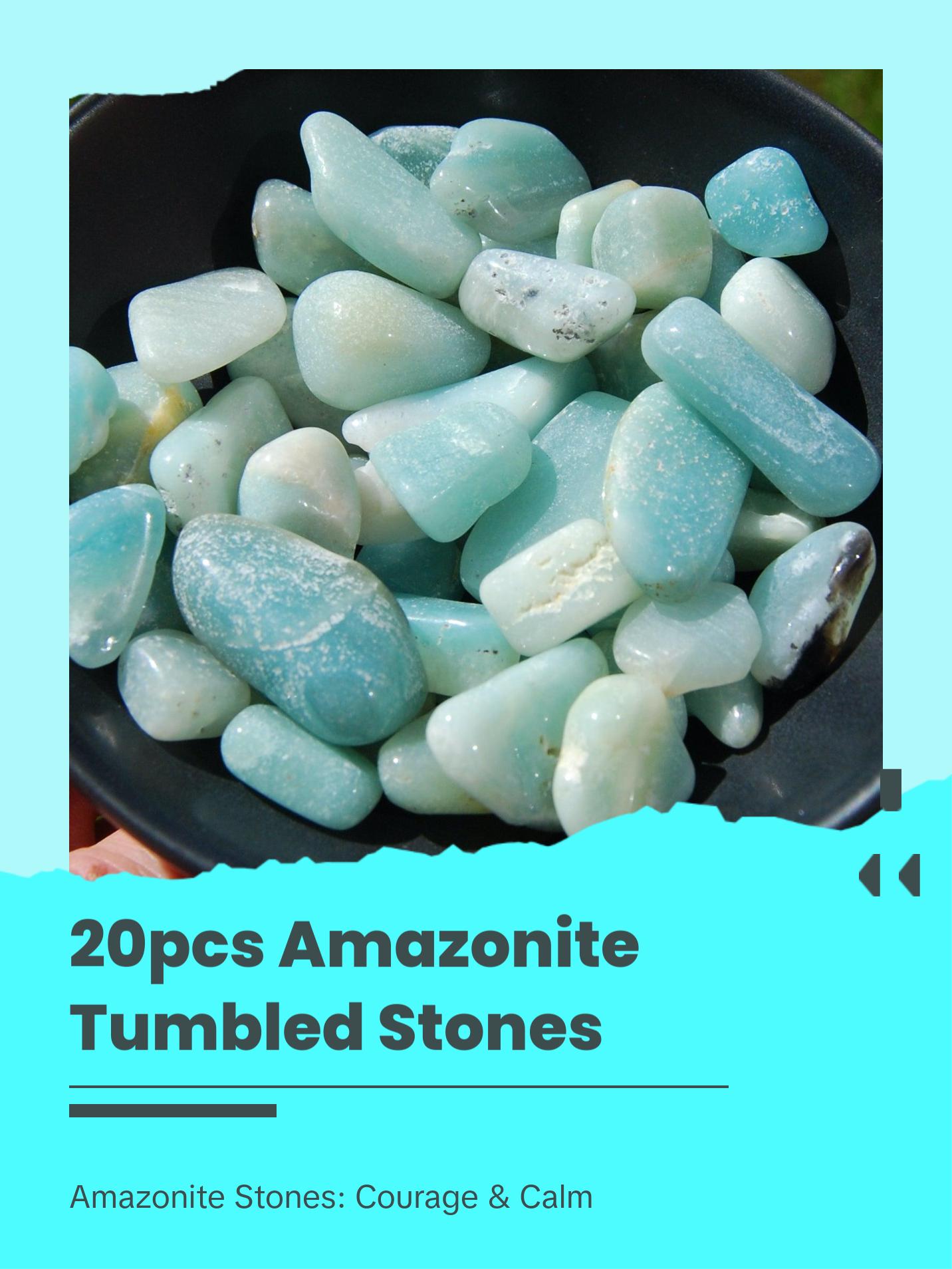 20pcs Amazonite Crystal Tumbled Stones, Small Crystal Set