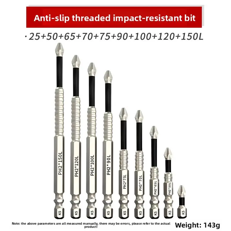 High Magnetic Screwdriver Drill Bit Set - 9Pcs K5 Impact Resistant Non Slip Bit - Magnetic Screwdriver bit Set - Screwdriver drillBit Set - (9pcs)