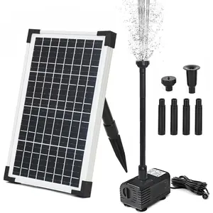Solar Water Fountain Pump Kit 216 GPH Flow 13W Adjustable Dry-Run Protection Solar Pond Pump Monocrystalline Solar Panel  Water Pump for Ponds, Garden, Waterfall, Pool, Birdbath