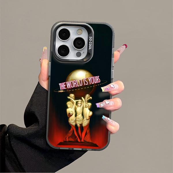 The World Is Yours S-Scarfaces Colorful Silver Back Phone Case For IPhone 17 16 15 14 13 12 11 Air Plus Pro Max Plus and Samsung Galaxy S21-S26 Ultra Fe Camera Lens Protection Shockproof Magnetic iPhone Case