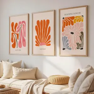 3pcs/set, Matisse Abstract Flower Market Canvas Wall Art Prints, Flower Market Posters, Boho Plant Prints, Home Decor, Henri Matisse Art Prints, Matisse Gallery Wall Art, Wavy Leaf Wall Art, Abstract Floral Wall Art, Bohemian Floral Print, Unframed