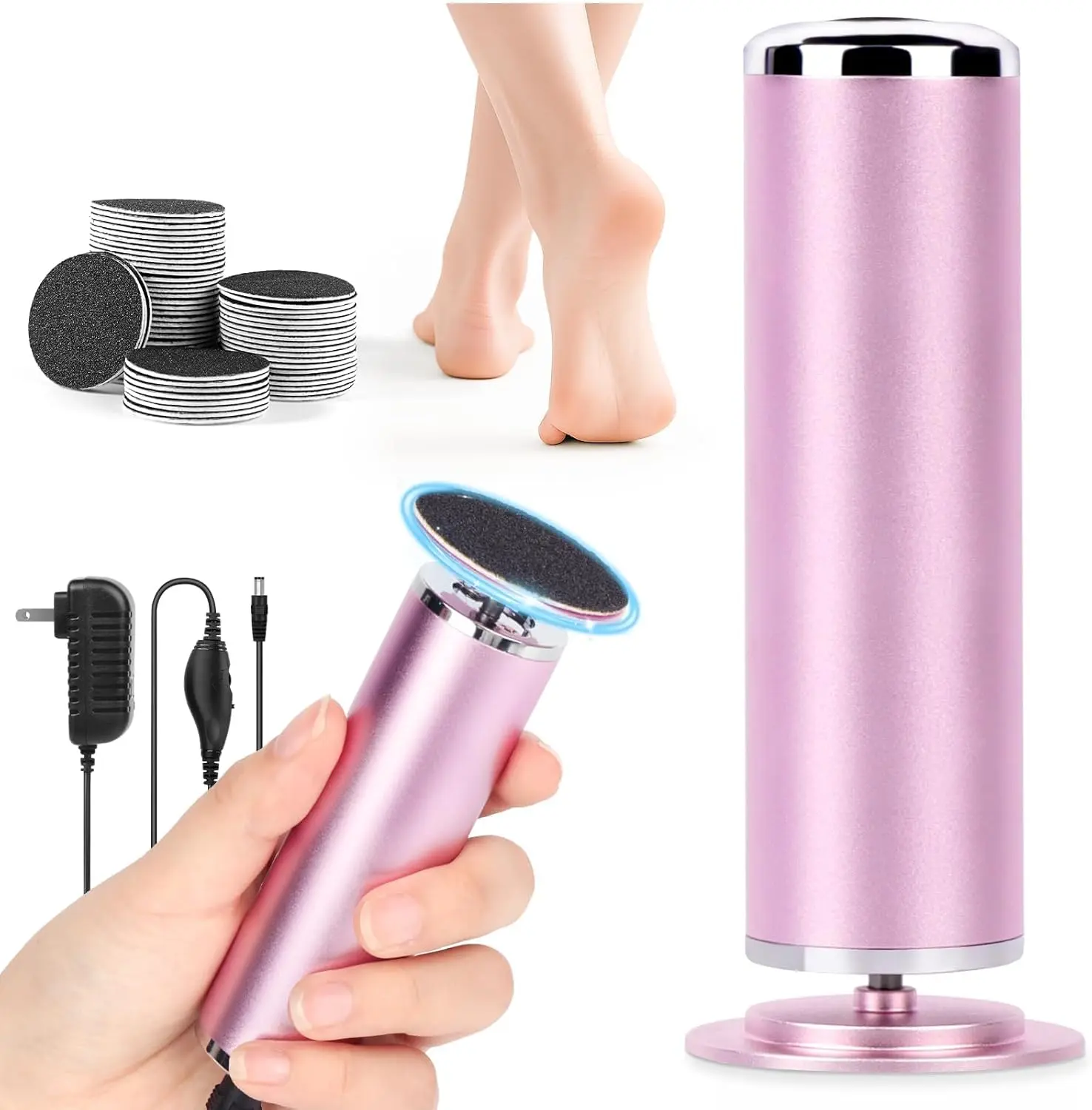Electric Foot Callus Remover: Adjustable Speed Foot File | Working Women's Summer Pedicure Tool with 60pcs Sandpaper Discs for Cracked Heels - Dead Skin Remover for Dry Feet at-Home Manicure Manicure Nail Care