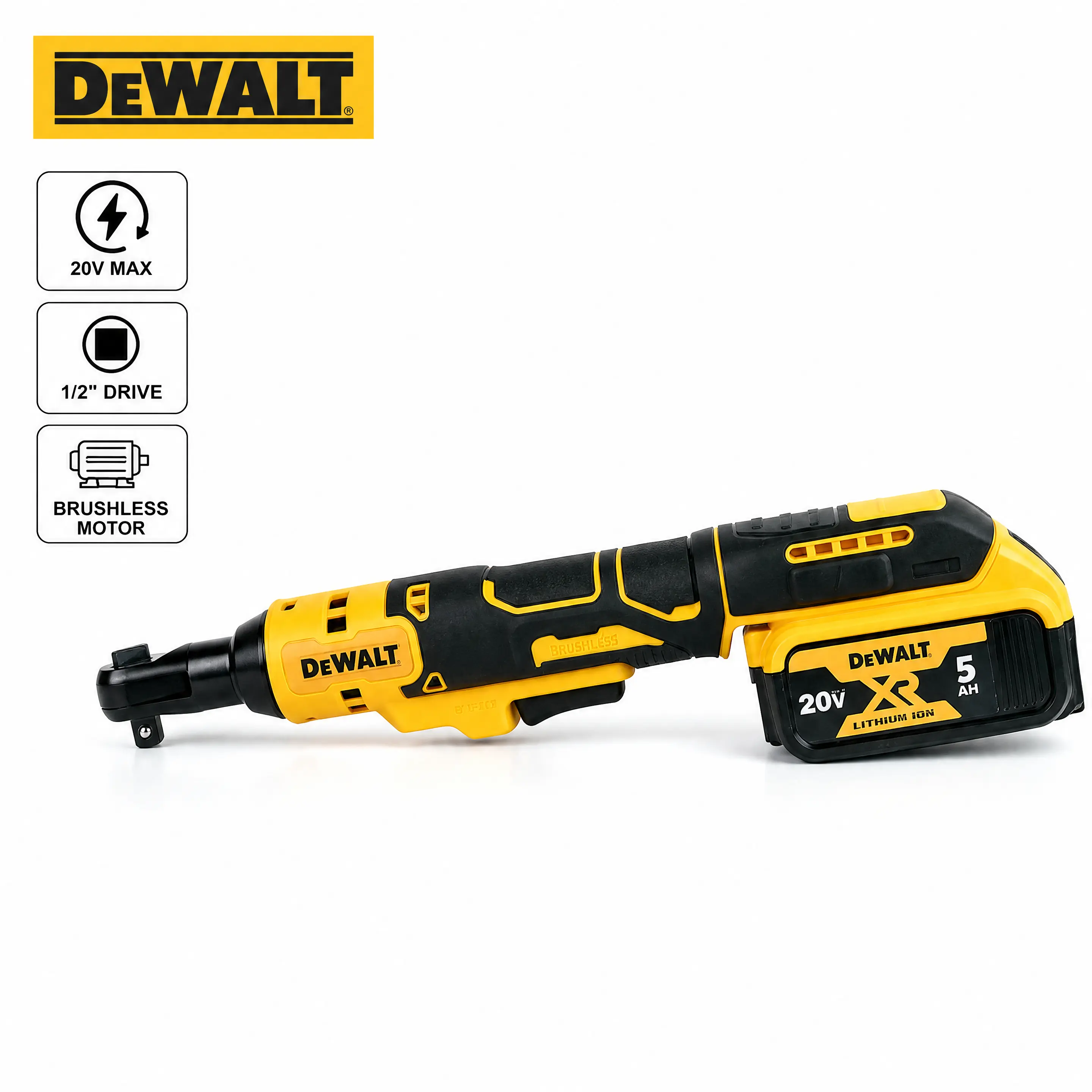 DEWALT DCF512 Brushless Impact Wrench Compatible With DEWALT 20V MAX And 18V XR Batteries, Features 95Nm Output Torque, Safety Anti-Trigger Lock And Auxiliary LED Lighting, Designed For Precision Bolt Handling In Automotive And Industrial Narrow Spaces