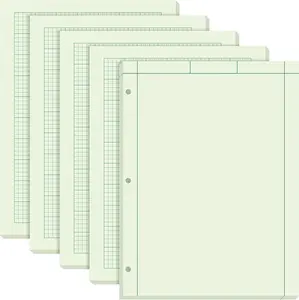 5 Pcs Engineering Paper Notebook Engineering Computation Pad 8.5 x 11 Inches Engineer Graph Paper Notepad, 5 Squares Per Inch 3 Hole Punched Computation Pad, 100 Sheets/pack (Green)
