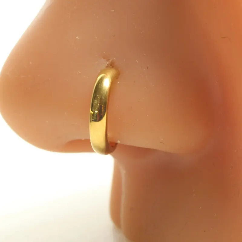 20g, 18g, 16g Chunky Nose Ring, Wide Look Titanium Nose Piercing Clicker Hoop