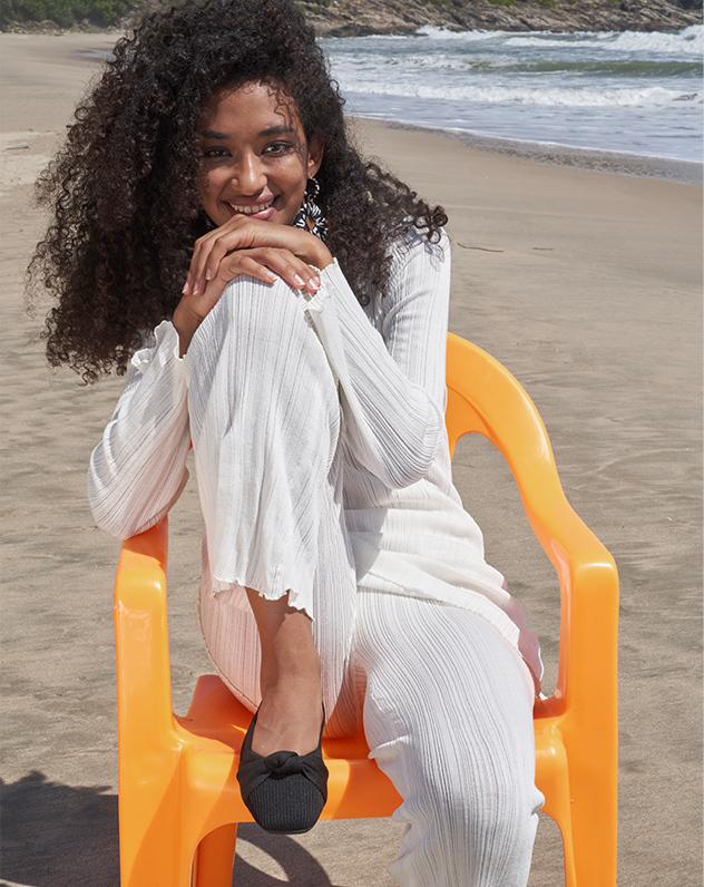 Elegant Square Toe Knit Bow Flats