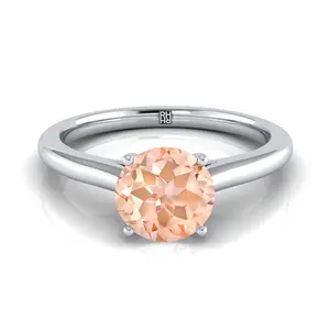 Morganite Pinched Cathedral Solitaire Ring in Platinum