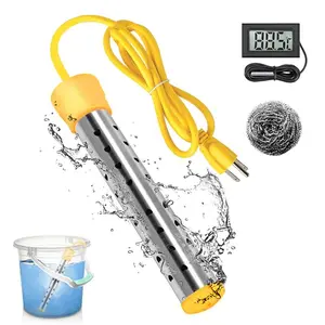 Portable Electric Immersion Water Heater with Switch, Intelligent LCD Display, Efficiency & Auto Power Off - Fast Heating Specialty Kitchen Utensil for Camping Trips, Bathtub