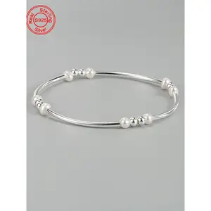 925 Sterling Silver Faux Pearl Decor Bracelet, Fashion Jewelry Accessories for Women & Girls, Simple Jewelry for Party Decor, Trendy Exquisite Jewelry for Gift, Pretty Bracelet