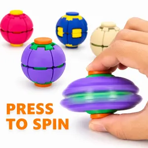 Rotating Fidget Ball 3D Printed, Press to Spin Fidget Sphere, 1-Click Auto Rotating Stress Relief Pocket Hand Spinner, Portable Office Desk Sensory Toy for Adults' Anxiety Relief