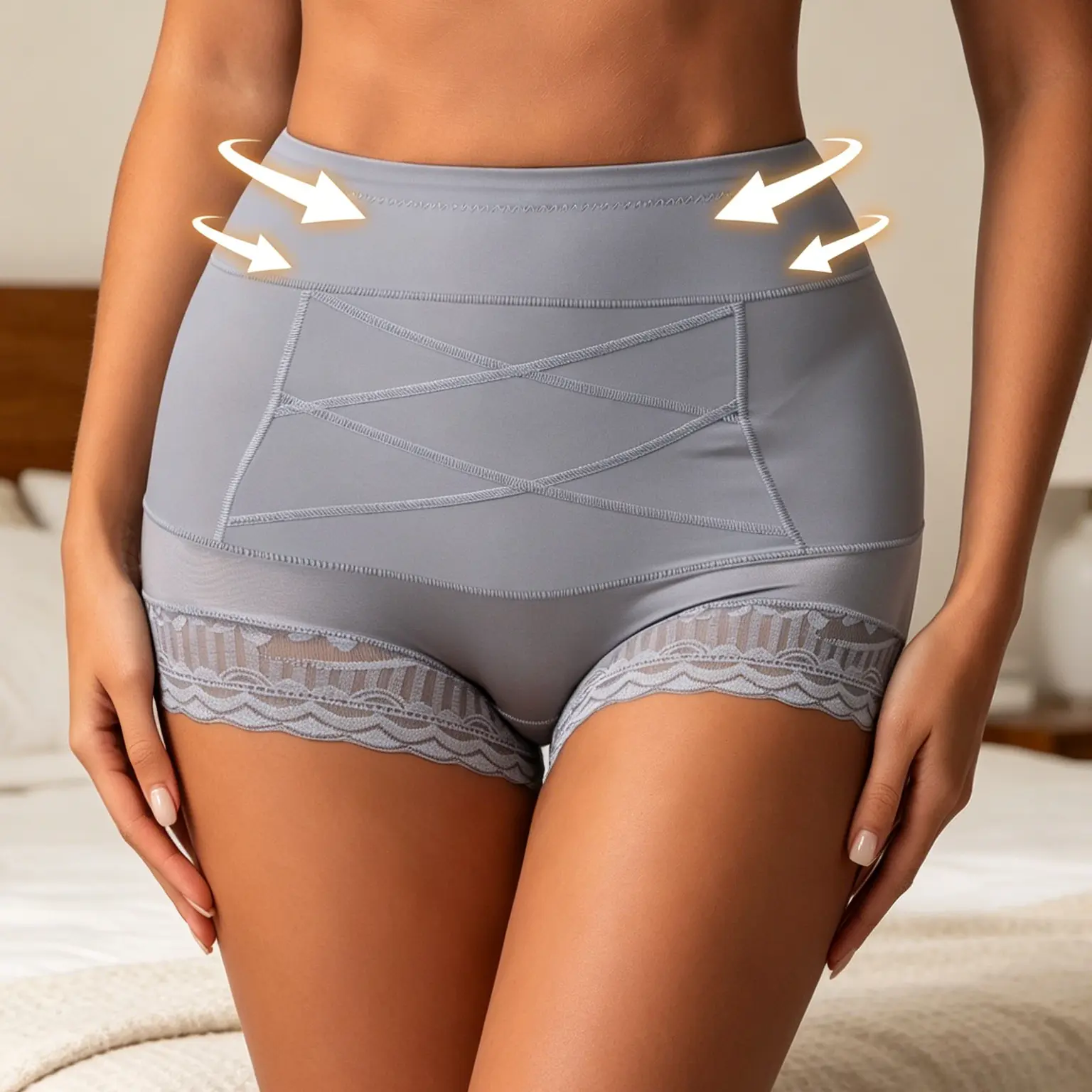 Women's High-Waist Compression Shapewear Briefs, Stretchy Tummy Control Underwear with Butt Lifter and No-Roll Edge for Daily Wear, Fitted