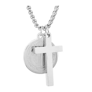 Steel by Design St. Benedict & Cross Pendants w / Chain