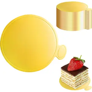 3.5 Inch Mini Cake Boards: 50 count Golden Round Mousse Cupcake Base, Bases Para Postres Mini Paper Plates Circle Dessert Boards