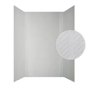 From Plain To Beautiful In Hours Herringbone Tile 60 in. W x 96 in. H x 42 in. D Three piece Glue-Up PVC Tub Surrounds Wall Panels