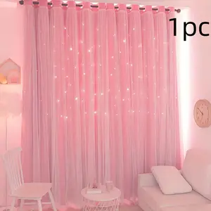 Princess-Style Star Double-Layer Blackout Window Cover, Thermal Insulated UV-Blocking Design for Living Room and Bedroom, Home Decor, Home Decoration Curtain