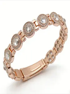 Popular high-end rose gold bracelet with diamonds in Europe and America, suitable for both men and women, Exquisite Trendy Bracelet, Elegant Jewelry Bracelet