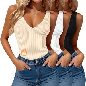 3 Pack Women's Thermal Tank Tops Fleece Lined Reversible Sleeveless Ribbed Undershirts V Neck or U Neck Base Layer