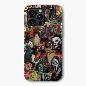 Retro Halloween Movies Phone Case, Horror Movie Theme Tough Case for Fan, Horror Character Aesthetic Case 11 - 17