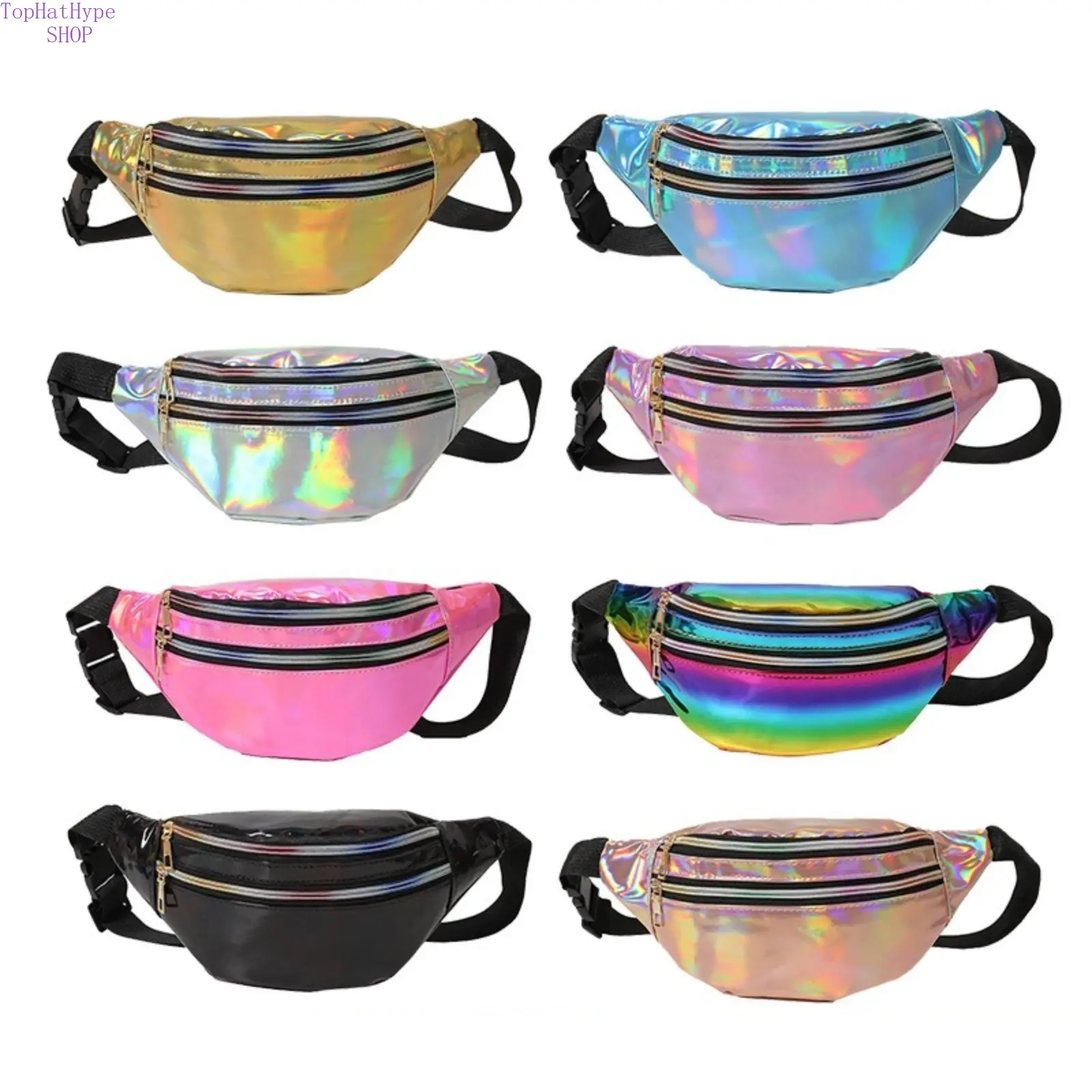 2026 New Fashion Holographic Women's Waterproof Belt Bag - Shiny Glossy Finish, Durable, Lightweight, Versatile Multi-Function Bag, Handsfree Carry, Travel Ready, Zipper Fanny Pack for Travel, Outdoor Use, Versatile Bag