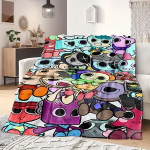 Cartoon Game Dandys World Flannel Cozy Blanket, Soft Comfortable Throw for Sofa Rest Area, 125x100cm, Perfect Bedding Accessory