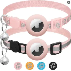 2 Pack Airtag Cat Collar Breakaway with Bell,Reflective Kitten Collar with Cat Collar Holder,Adjustable 7-12In,Safety Buckle for Girl Boy Cats,Pet Supplies,Accessories,Gifts