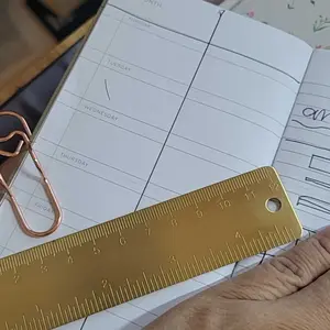 Dual Scale Brass Ruler for Edc Tools, Vintage Bookmark with Portable Design, Ideal for Crafting and Measuring