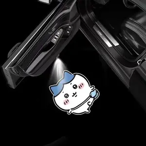 Chiikawas Usagi Wireless Car Door Welcome Light Auto Sensor Ground Projector Lamp Kawaii LED Projection Light Vehicle Decor Gift