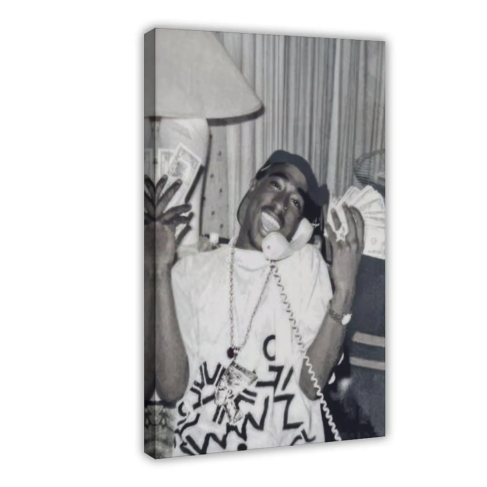 Tupac Shakur Street Photo, Hip Hop Legend Wall Decor, 90s Rap Icon Print, Black & White Urban Themed