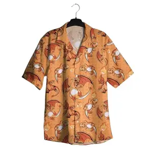 Charmander Evolution Hawaiian Shirt Fire Type Shirt Aloha Shirt Charizard Hawaiian Shirt Anime Shirt Gifts