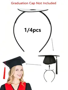 1/4pcs Graduation Hat Headband Accessories, Stretch Fit, Plain Pattern, All Seasons, Ideal for Graduates, Comfortable & Durable, Grad Cap Headbands, Commencement Headbands