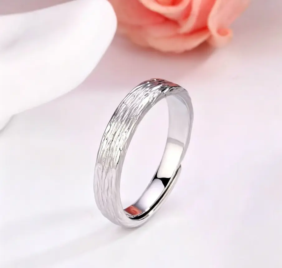 Vintage Striped Open Ring for Men, Simple Adjustable Fashion Band for Daily Wear, Statement Male Jewelry Accessory, Casual Ring, Alloy Metal