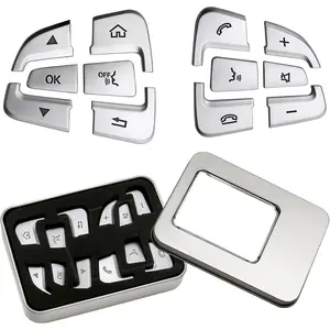12Pcs Car Steering Wheel Button Sticker Trim Replacement for Mercedes Benz C V GLC Class W205 X205, Silver