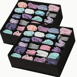 1pcs 24-Cell Collapsible Organizer for Socks, Underwear, Ties, Accessories - Foldable, Mold-Resistant Fabric Storage Box Divider