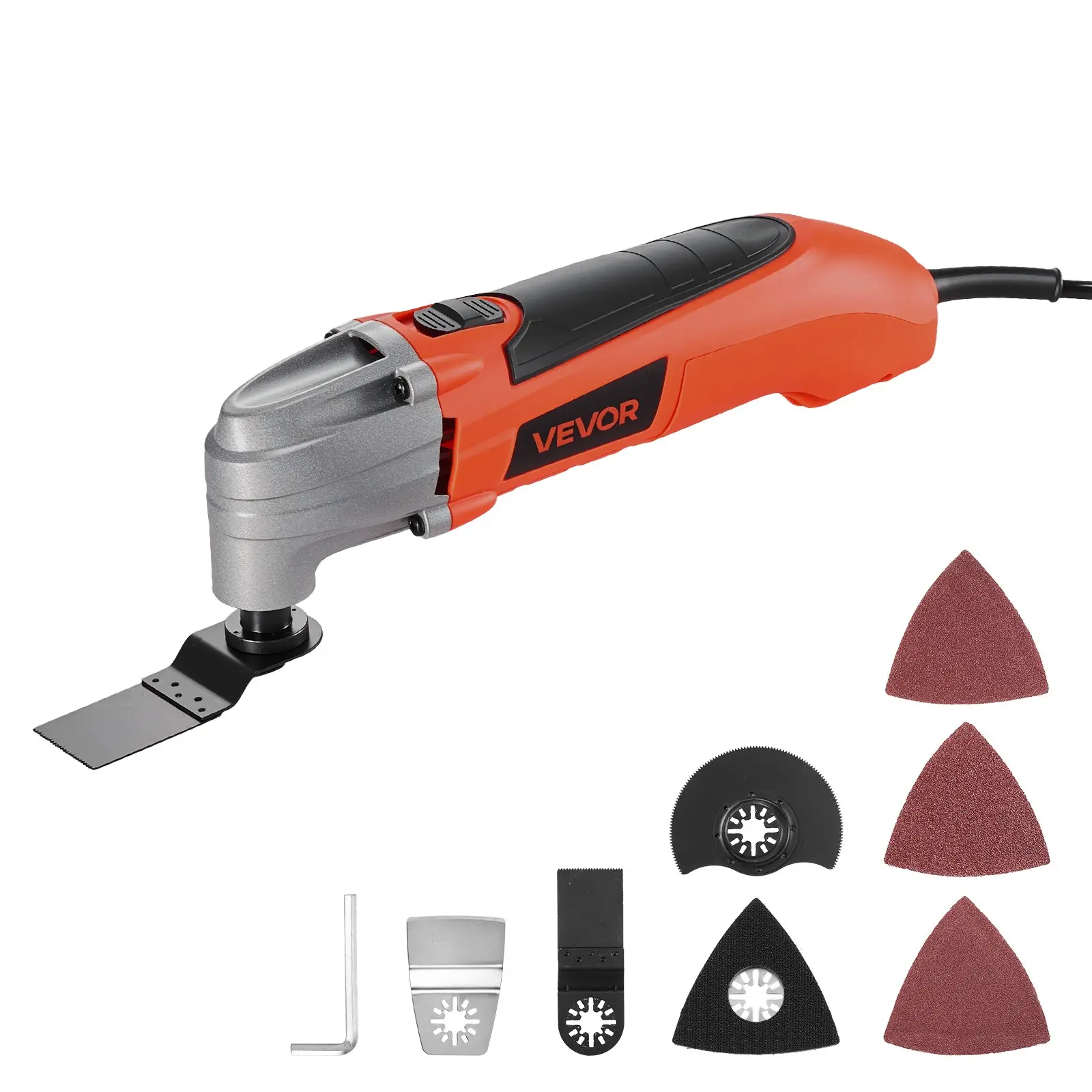 VEVOR Corded Oscillating Multitool - 2.2Amps, 22000 OPM, 2.8 Oscillating Angle, Strong Lightweight Woodworking Tool with 7PCS Saw Accessories Set for Cutting, Scraping, Ergonomic