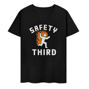 Safety Third Shirt, Funny Safety Humor T Shirt, Fire Running Graphic Tee, Work Humor Shirt