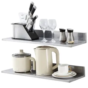 Stainless Steel Wall-Mounted Floating Shelves (2-Pack, 8.6x30 in) with Backsplash, 44 lbs Load Capacity Heavy-Duty Commercial Storage Rack, Wall Mounted Holder for Restaurant, Kitchen Storage