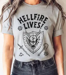 Dustin Hel1fire Lives Stranger Things T-Shirt, Unisex Printed T-Shirt, 80s TV Series T-Shirt, Vintage Retro Clothing, Fan Gift, Pure Cotton Design