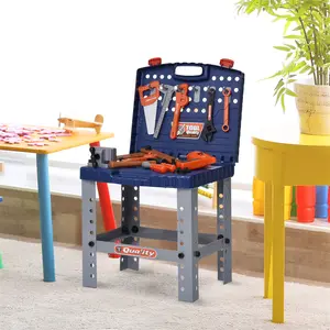 68 Pcs Kids Tool Bench, Foldable Pretend Workbench Toy Tool Set, Power Tools Workshop with Electric Drill for Toddler 3 to 6 Years Old