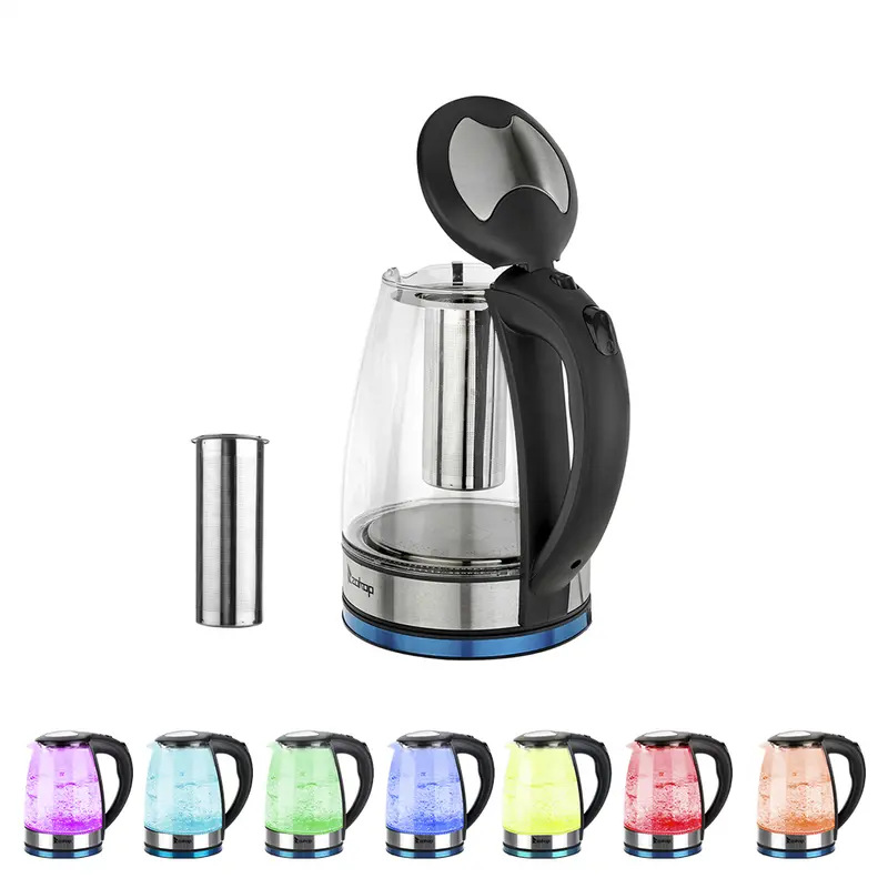 DEVISIB 1.8L Thermostatic Stainless Electric Kettle - 110V 1200W 50-60Hz Corded US Plug, 3.31lbs, Fast Boiling, Colorful LED Lights, 360° Rotatable Base, Auto Shut Off, Tea Filter, Spill-Proof Pour, Plastic Tabletop Kettle for Oatmeal, Instant Coffee