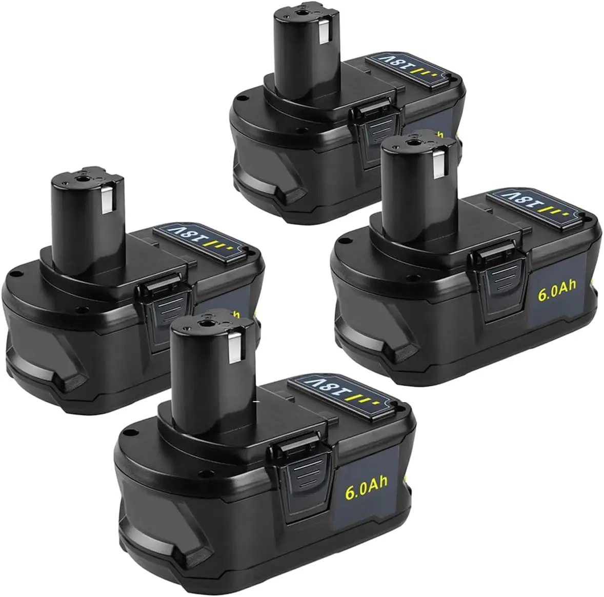 4 Packs 6.0Ah Replacement Battery 18V for Ryobi ONE+ System,Compatible with P102 P103 P104 P105 P107 P109 and P117 Charge