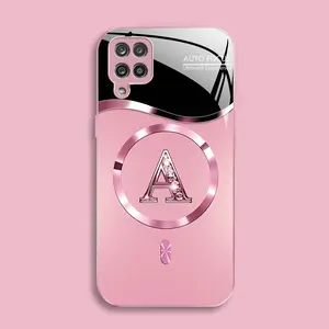 Suitable for [Galaxy A12] high-end MagSafe phone case🥰, Luxury Personal Initial Magnetic Case Viral Bling Diamond Letter Cover #SummerVibes 952
