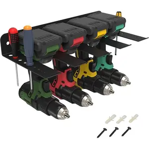 Heavy-Duty Removable Power Tool Organizer: Wall-Mounted Drill & Screwdriver Rack for Garage, Workshop & Warehouse