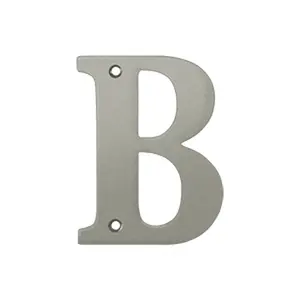 212 MAIN 4 in. Solid Brass Residential House Number Sign (Letter B) - Satin Nickel Finish, Weatherproof, Corrosion-Proof Decorative Door Hardware, Decor