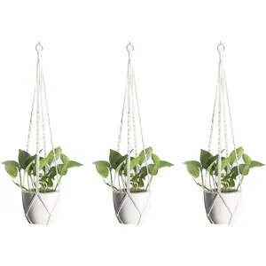 Macrame  Hangers 3 Pack,   Holders for Indoor ,  Woven  Rope Hanger Kits, Decorative Flower Pot Holders for  & Garden Decor( Not Included)