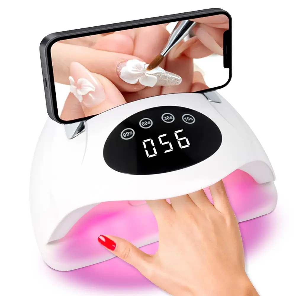 72 LEDs UV Nail Lamp with Built-in Phone Holder, 4 Timers 10s/30s/60s/90s, LCD Touch Screen & Smart Auto Sensor, Portable Fast Curing Nail Dryer for Gel Polish & Nail Extension, Salon & Home Use