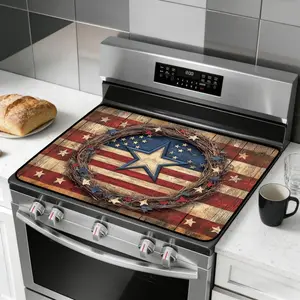 JOYFINITY Patriotic Electric Stove Top Cover, Heat Resistant Glass Cooktop Protector for Kitchen Ceramic Countertops, Multiuse Stove Cover and Dish Drying Mat